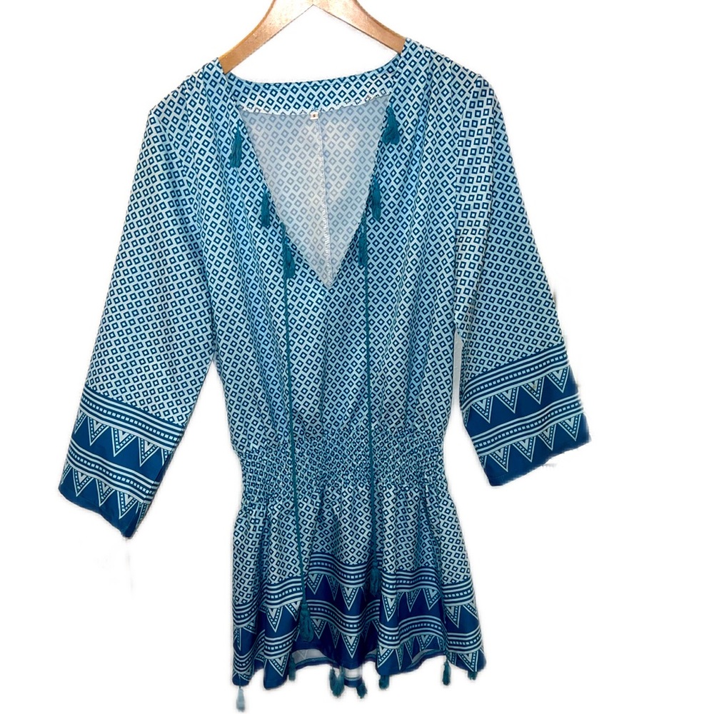 Blue and white dress